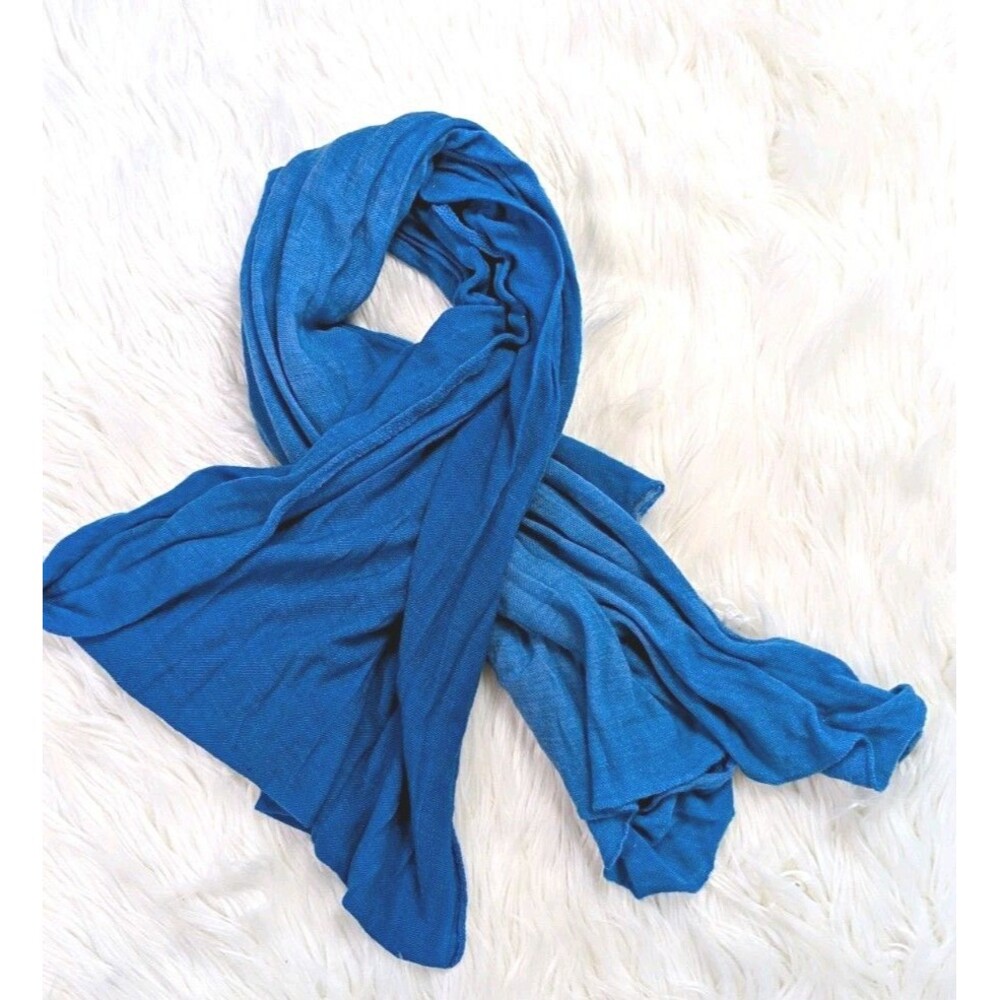 Carol & Co. Made In Italy 100% Extrafine Merino Wool Blue Knit Scarf Wraps 38x20